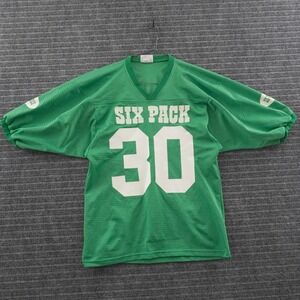 Vintage Teamwork Football Jersey Medium Green Six Pack 30 Mesh Graphic